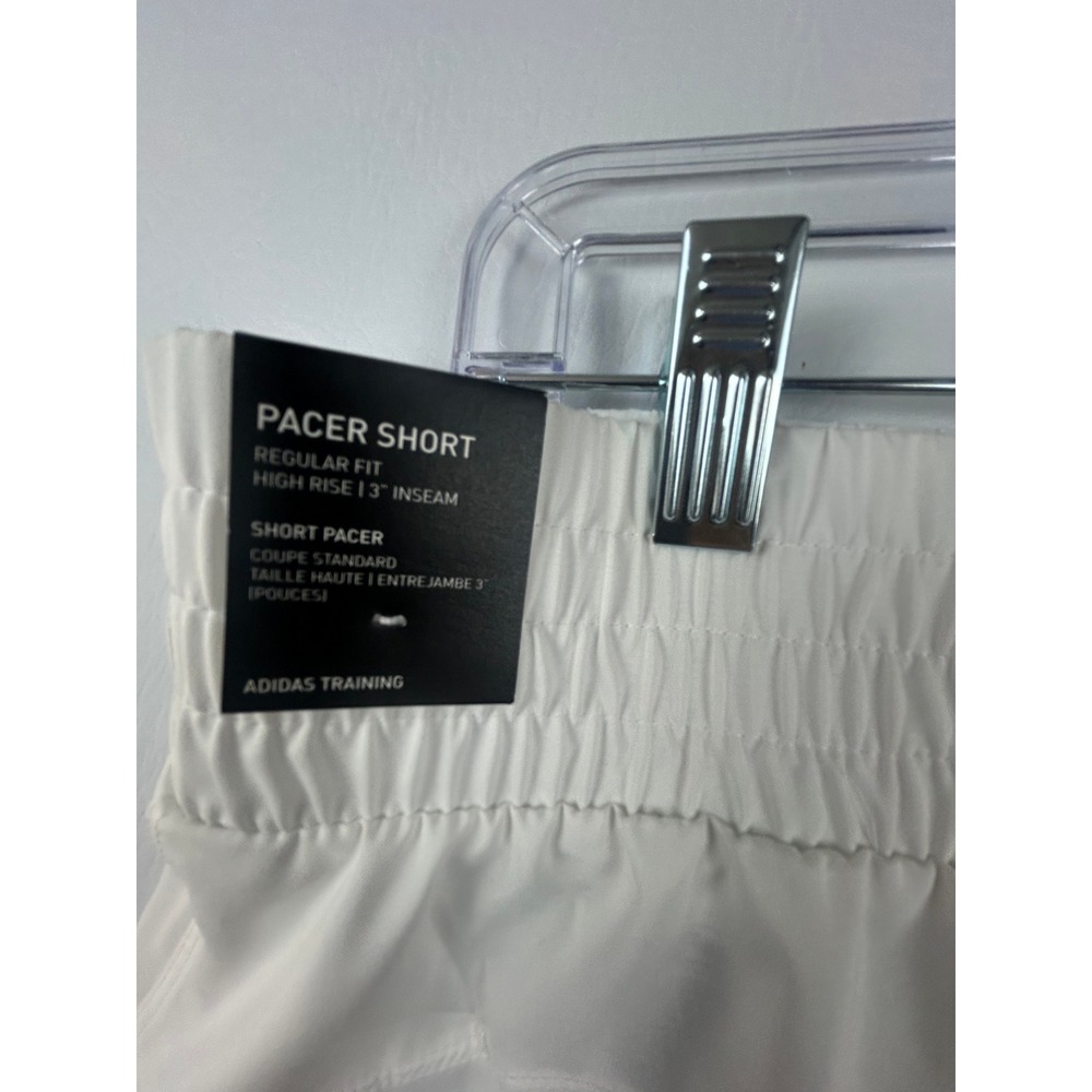 Adidas Womens Pacer 3" High Shorts Medium White Training Running Athleisure NEW - Picture 4 of 6